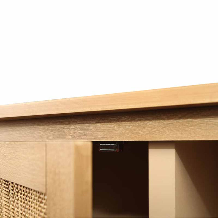 HOMEBI Sideboard Storage Cabinet with Single Door and Shelves Inside, Light Brown