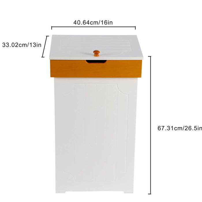 HOMEFORT 13 Gallon Trash Can, Kitchen Garbage Can, Country Style Wooden Trash Cabinet, Recyle Bin for Kitchen, White