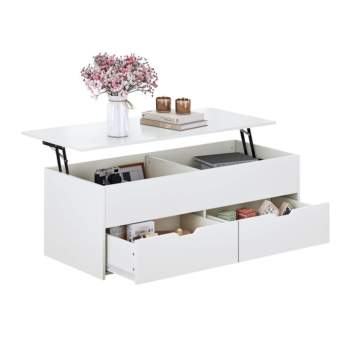 HOMEBI Lift Top Coffee Table With Two Drawers