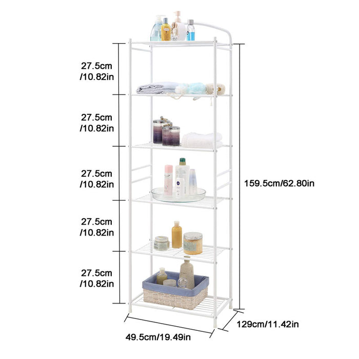 HOMEBI Metal Bathroom Shelves,6-Tier Tower Rack