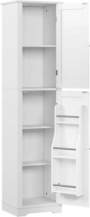 HOMEFORT Kitchen Pantry Cabinet, Double Door Food Storage Cabinet with Doors and 6 Shelves, China Cupboard Space Saving Cabinet (White, 11.81" D x 15.75" W x 63.78" H)