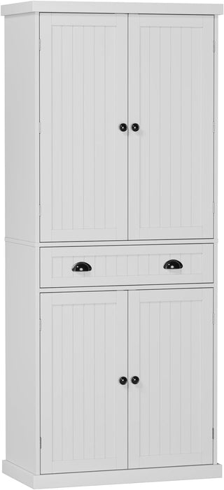 HOMEFORT Kitchen Pantry Cabinet, Double Door Food Storage Cabinet with Doors and 6 Shelves, China Cupboard Space Saving Cabinet (White, 15.75" D x 29.92" W x 71.53" H)