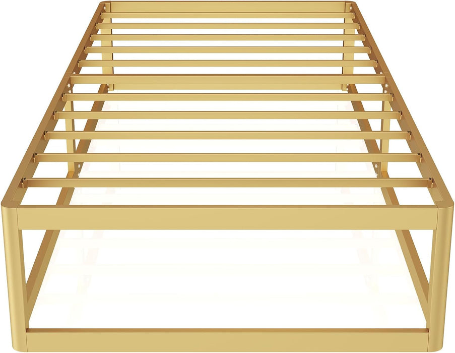 HOMEFORT Twin Bed Frame,14" Twin Platform Bed Frame,Heavy Duty Steel Slat Mattress Foundation,No Box Spring Needed, Golden Twin Size Bed Frame