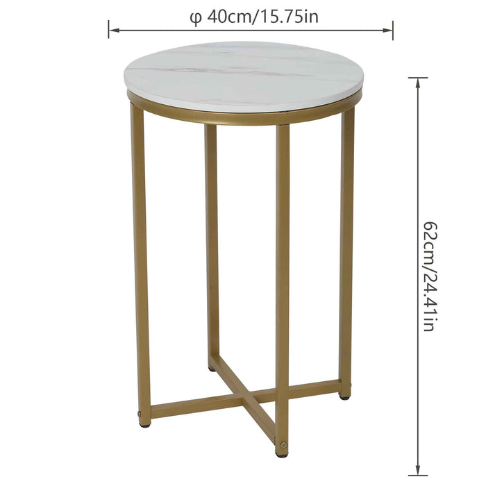 HOMEBI X-Shaped Round Side Table, Modern End Table
