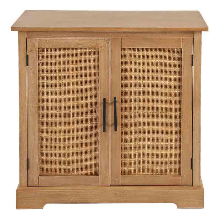 HOMEBI Classical Storage Cabinet with 2 Rattan Doors,3-Tier Floor Farmhouse Storage Cabinet