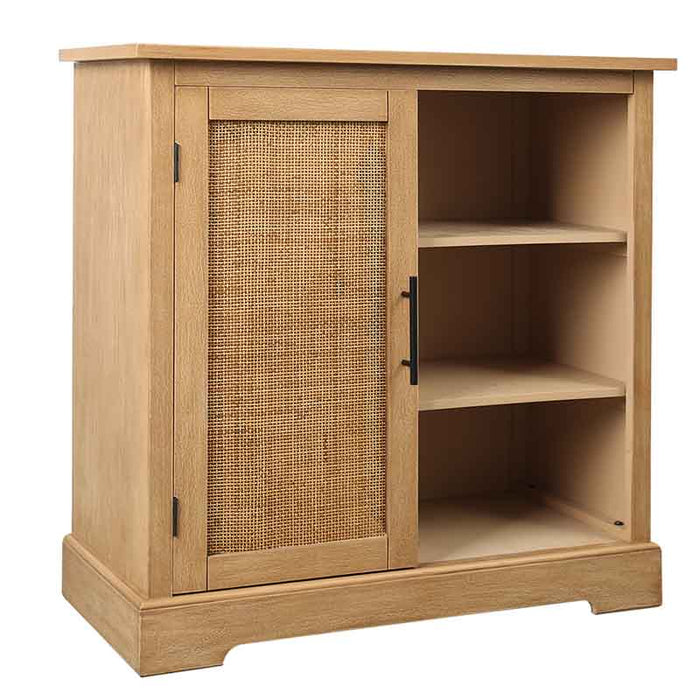 HOMEBI Sideboard Storage Cabinet with Single Door and Shelves Inside, Light Brown