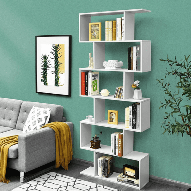 HOMEBI 6-Shelf Geometric Bookcase