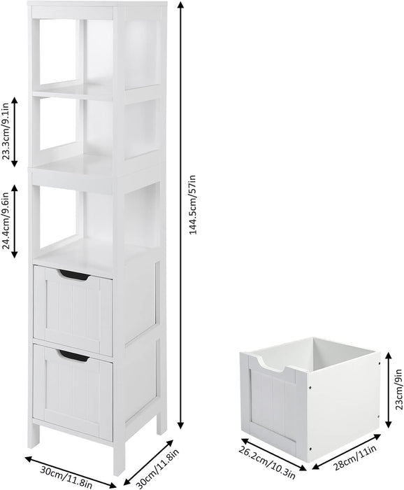 HOMEBI Bathroom Tall Cabinet, Slim Storage Cabinet