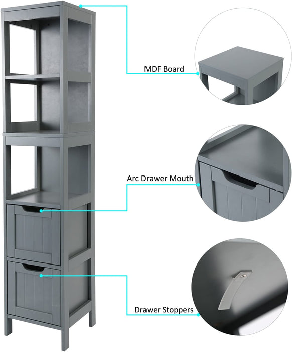HOMEBI Bathroom Tall Cabinet, Slim Storage Cabinet