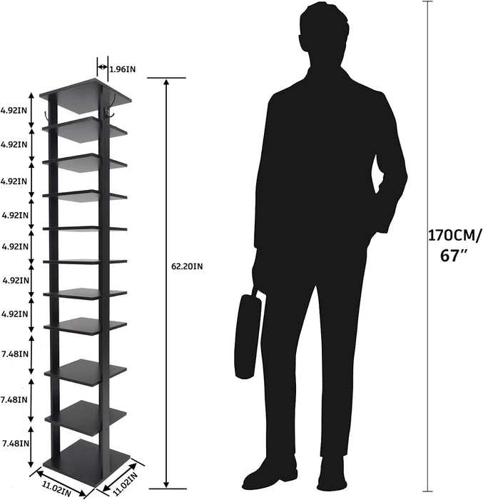 HOMEBI 10-Tier Vertical Shoe Rack, Corner Shoe Tower