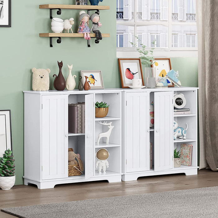 HOMEFORT 31.5" Wooden Cube Cabinet, Children's Toy Storage Cabinet, Console Cabinet for Kitchen, Accent Buffet Sideboard, White