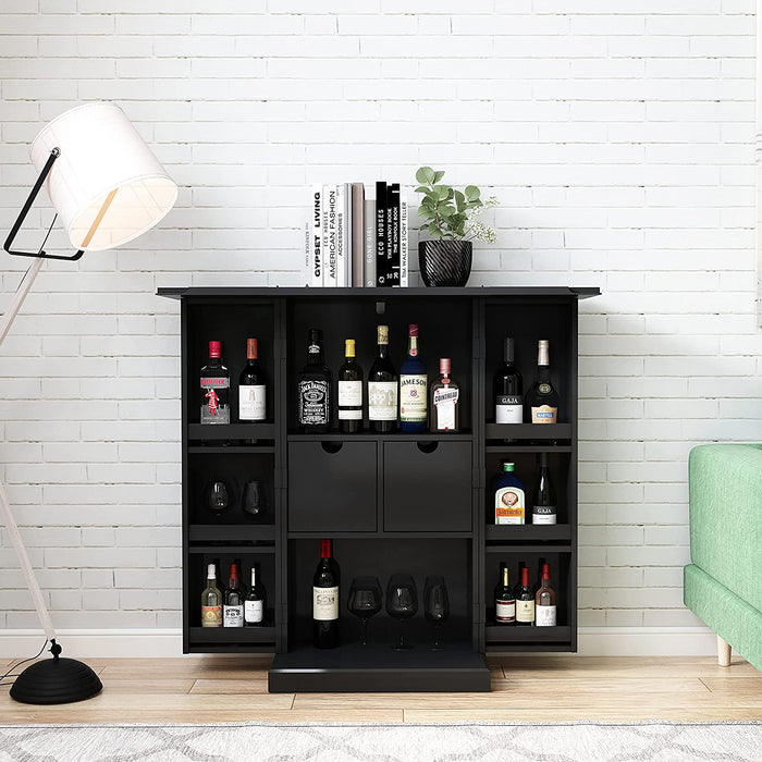 HOMEBI Modern Bar Cabinet,Expandable Top Wine Cabinet