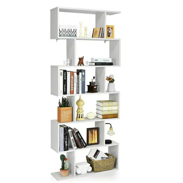 HOMEBI 6-Shelf Geometric Bookcase