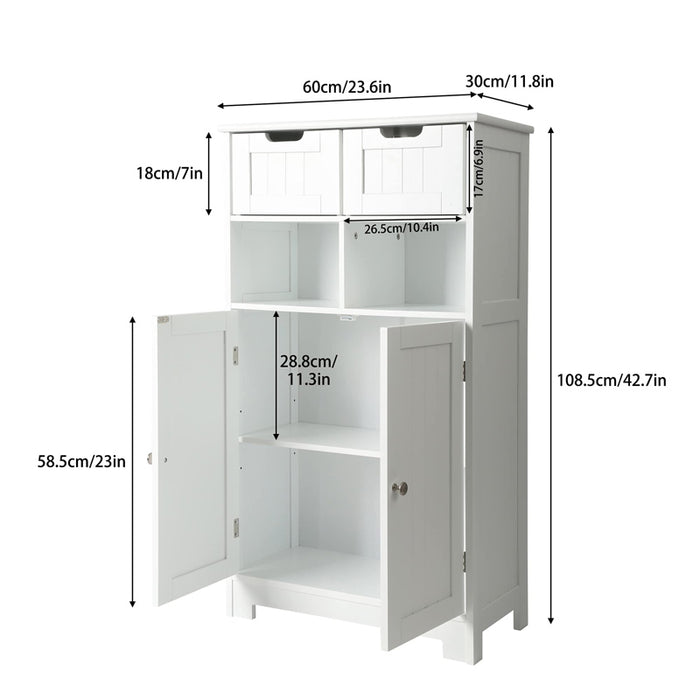 HOMEBI Freestanding Storage Cabinet, Bathroom Floor Cabinet with Drawers